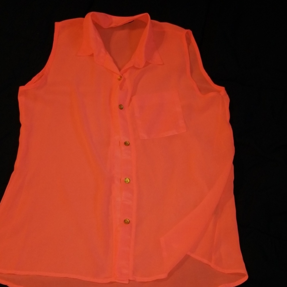 Neon pink sheer top